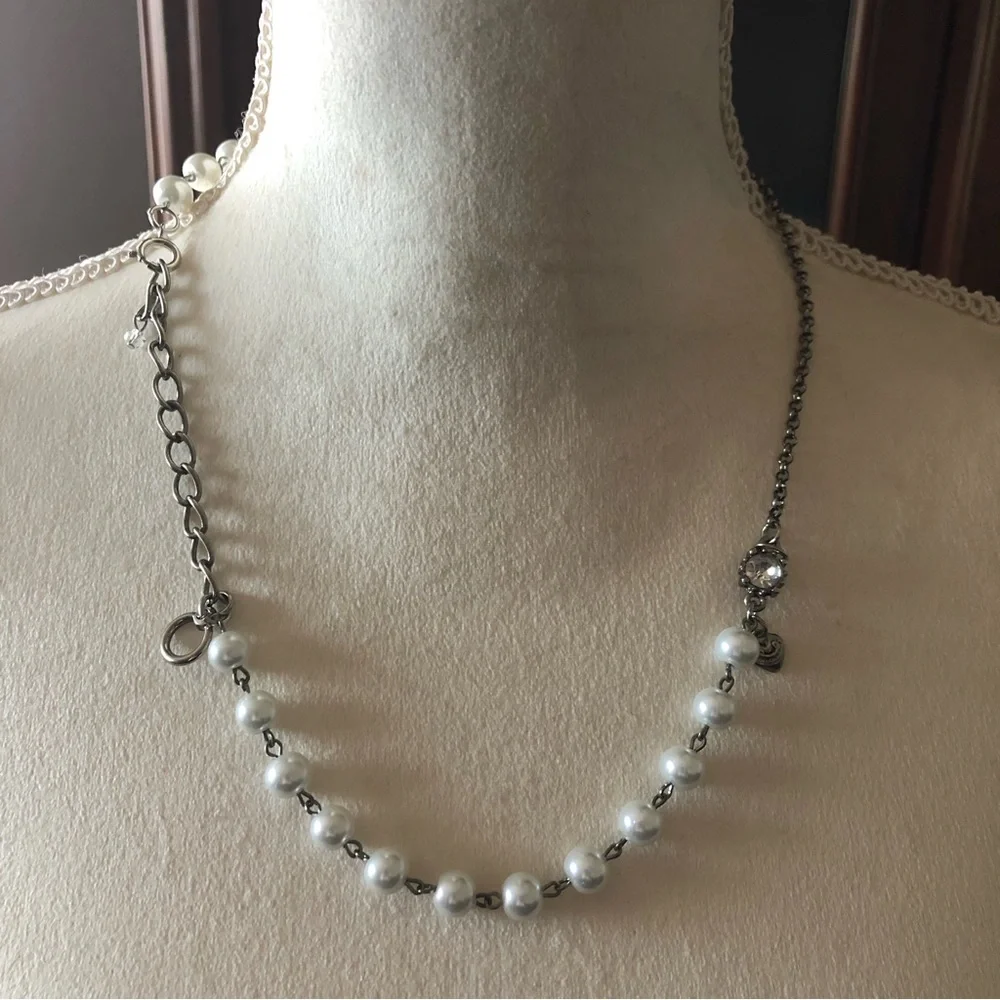Juicy Couture silver chain pearl accent necklace